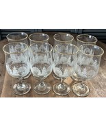 (8) Arby&#39;s Winter Scene Goblet Wine Glass Libbey Stem 10 oz Frosted Gold... - $52.41 CAD
