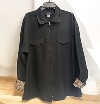 Vintage Y2K Anchor Blue Zip Up Jacket Black W/ Animal Print Men&#39;s Sz XL ... - $35.37