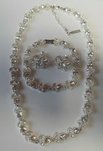 Vintage Signed NAPIER Silver-tone Clear Rhinestone Necklace Set - £65.79 GBP