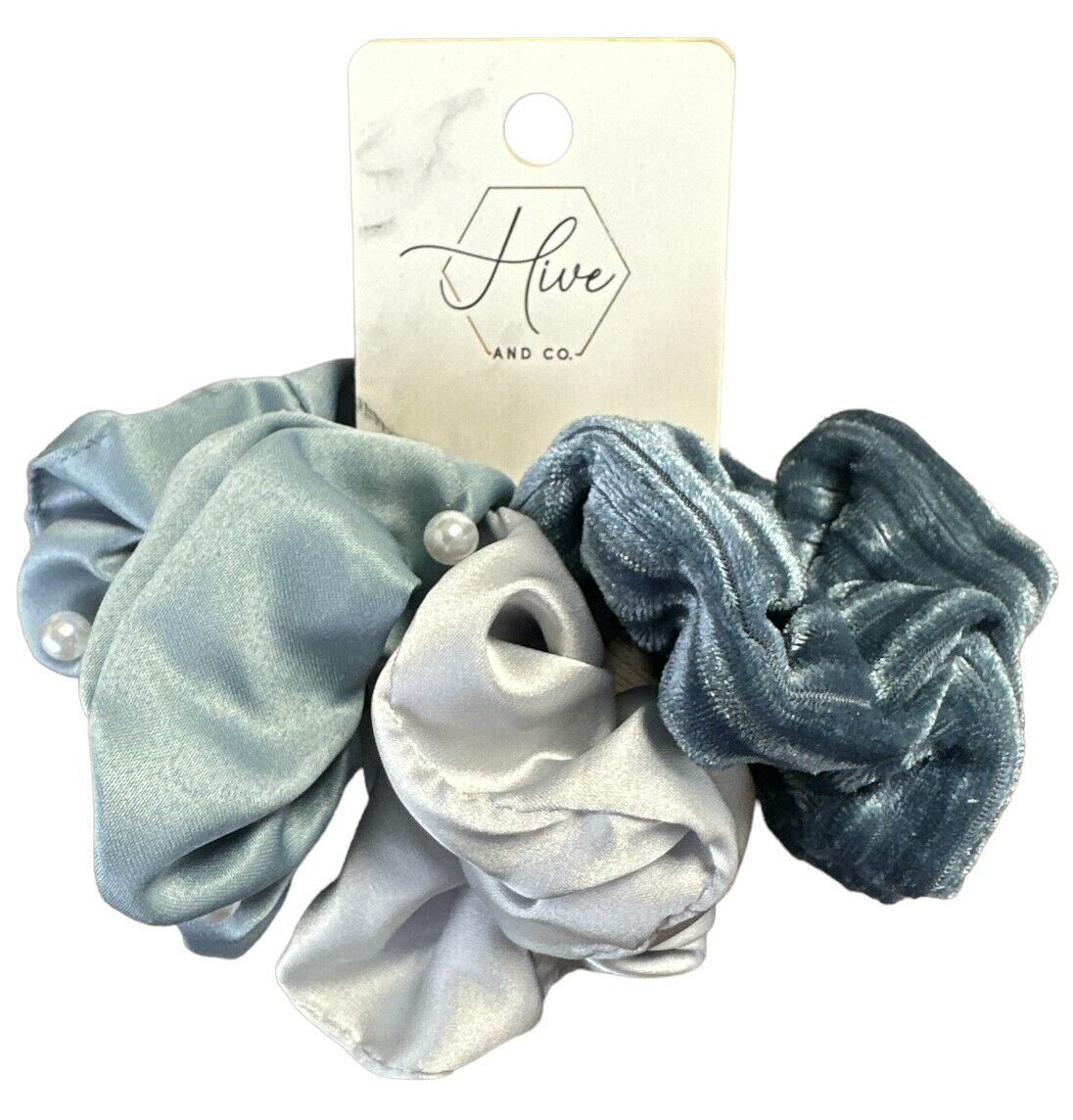 Set of 3 Hive and Co Scrunchie - Scrunchies Shades of Blue #509180 - $4.94