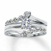 0.75 Ct Ring Guard Wrap Wedding Band 14K White Gold Over Solitaire Enhancer  - £106.49 GBP
