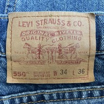 VINTAGE 90s LEVI STRAUSS 550 JEANS Size: 34 x 36 Made In USA Cotton Rela... - £156.53 GBP
