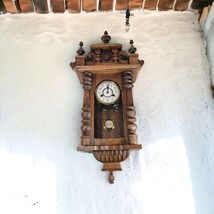 Regulator German Wall Clock w Key 29&quot; Wood R &amp; A RA Pendulum Prop Antiqu... - £389.88 GBP