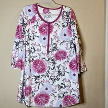 Soma Long Sleeve Sleepshirt Vibrant Pink Floral Print Size Xl - £17.40 GBP