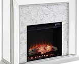 Trandling Mirrored &amp; Faux Electric Fireplace, New Antique Silver/White M... - £871.65 GBP