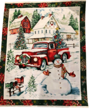 Brother Sister Design Studio Fabric Panel Christmas Farm , Red Truck, Snowman - £6.90 GBP