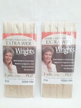 2 Pkgs VTG Wright&#39;s Bias Tape Double Fold Extra Wide 3 Yards ~ Metallic ... - $9.88