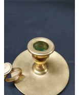 Old Brass Chamberstick Candlestick Holder W/ Finger Loop &amp; Drip Plate  - $18.69