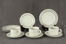 Modern EUC 11PC English China Johnson Brothers Comtessa ROULETTE Black Trim - $28.97