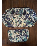 Women’s Blue Floral Overnight Travel Bag Case W/ Detached Matching Pouch... - $24.99