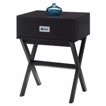 Modern 1-Drawer Bedside Table Nightstand End Table in Espresso Wood Finish - £146.45 GBP