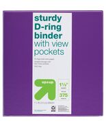 up&amp;up 1.5&quot; 3 Ring Binder D Rings 375 Sheet Capacity Purple Clear View - $221.63 MXN
