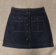 GAP 1969 Denim Mini Skirt 28 Button Front Dark Wash Pockets - £13.54 GBP