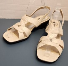 Life Stride Murano Cream Pearl Crocodile Pattern Sandals Low Heel Size 8.5M - £15.99 GBP