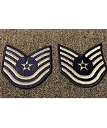 1 PAIR 2 PATCHES 1976-1993 USAF Air Force Rank TECHNICAL SERGEANT E-6 BL... - $290.42 MXN
