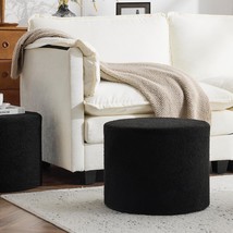 Bezseller Soft Boucle Pouf Ottoman, Comfortable Foot Rest, Full Foam, Black - £49.80 GBP