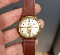 Rare Vintage GUB Glashütte Day Date men&#39;s wrist watch Germany DDR - £297.06 GBP