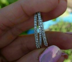 3 KT Rotondo Diamanti Finti Donna Hoop Orecchini 14K Bianco Argento Placcato Oro - £93.84 GBP
