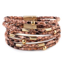 Amorcome Snakeskin Pattern Leather Bracelets for Women 2020 Bohemian Boho Metal  - £9.25 GBP