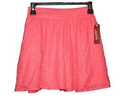 Arizona Jeans Co Juniors Skirt Coral Eyelet Lined Elastic Waist Size Small NWT  - £14.15 GBP
