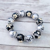 Vintage Stretch Bracelet Stunning Chunky Floral Design - $17.99