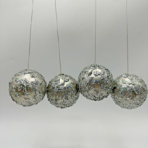 4 Silver Multicolor Glitter Christmas Ornaments Plastic Shatterproof - $10.00
