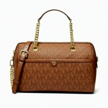 Michael Kors Blaire Luggage Brown Logo Gold Chain Med Duffle Satchel Bagnwt! - £201.57 GBP