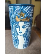Starbucks 2016 Gold Crown Blue Mermaid Siren 12oz Ceramic Travel Tumbler... - £18.48 GBP