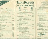 Tony Roma&#39;s Placemat Menu A Place For Ribs 1990&#39;s - £14.28 GBP