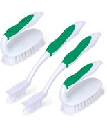 4-Pack Deep Cleaning Scrub Brush Set - Sturdy Tile & Grout Brushes with Scraper