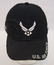 U.S. Air Force Embroidered Hook &amp; Loop Men&#39;s Black Baseball Hat Acrylic ... - £10.56 GBP