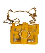 Studded Decor Mustard Clear Bag Purse with Inner Zipper Pouch Chain Strap - $16.83