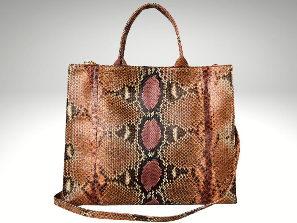 Genuine Snakeskin Large Tote Leather Handbag Gift for Mother