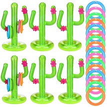 6 Sets Inflatable Cactus Ring Toss Game Includes 6 Pcs Inflatable Cactus 24 Pcs  - £35.26 GBP