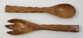 MM) Vintage Salad Serving Wooden Spoon and Fork 12&quot; - £7.77 GBP