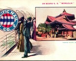 Vtg Postcard Pacific Mail Steam Ship Co On Board S.S Mongolia Japan Temp... - $9.76