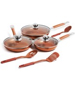 3 PC Nonstick Copper Frying Pans Skillets Set with Lids (8", 9.5", 11") - $59.99