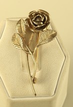 Vintage Sterling Silver Signed Avon Solo Flower Rose Bloom Diamond Accent Brooch - £35.61 GBP