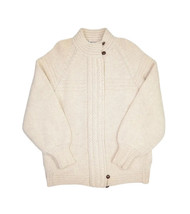 Vintage 100% Wool Cardigan Sweater Womens L Place-I Scranton Zip Raglan Grandma - £24.35 GBP