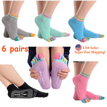 5-Toe Colorful Grip Massage Socks for Yoga Pilates Barre Non Slip Socks-... - $14.83