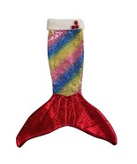 Mermaid Tail Christmas Stocking Sequin Rainbow Girls Holiday Decoration ... - £14.10 GBP