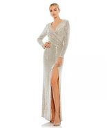 Ieena for Mac Duggal Faux Wrap Ruched Sequin Gown Women’s Sz 0 Nude Long... - €68,56 EUR