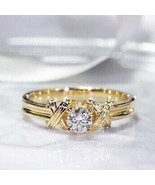 2 Ct Cut Round Diamond Lab Created Engagement Ring 14K Yellow Gold Plate... - £88.36 GBP