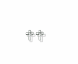Sterling Silver Cross Outline With Stone Center Earrings - £55.87 GBP