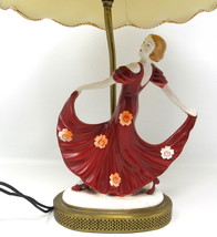 Dancing Lady Table Lamp Art Deco Porcelain Figurine Elegant 18&quot; tall Vin... - $123.68