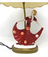 Dancing Lady Table Lamp Art Deco Porcelain Figurine Elegant 18&quot; tall Vin... - £97.41 GBP