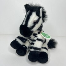 Aurora Babies Zebra Plush White Striped Mane Black Tail Stuffed Animal Toy 7&quot; - £9.48 GBP