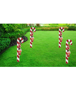 12pc 27&quot; Christmas Holiday Lawn Stake Snowman Candy Cane Wood Garden Dec... - $703.34 MXN