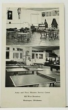 Oklahoma Army &amp; Navy Masonic Service Center Muskogee WWII Era Postcard I18 - £11.03 GBP
