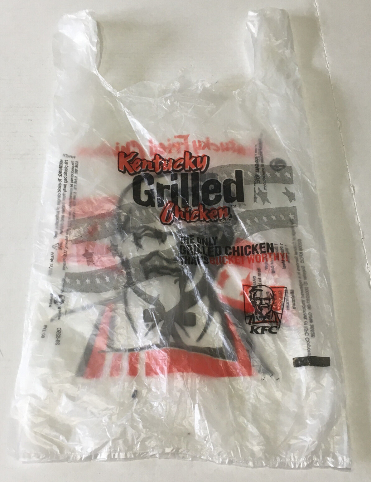 KFC vintage Kentucky grilled chicken plastic bag colonel Sanders graphics - $19.75